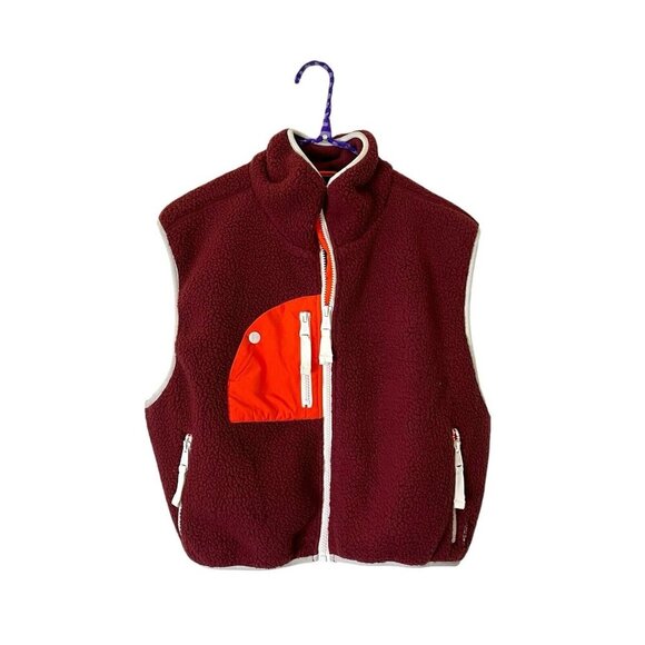 Free People FP Movement Hit The Slopes Vest Cropped Red Orange NWOT Size small - Picture 3 of 5
